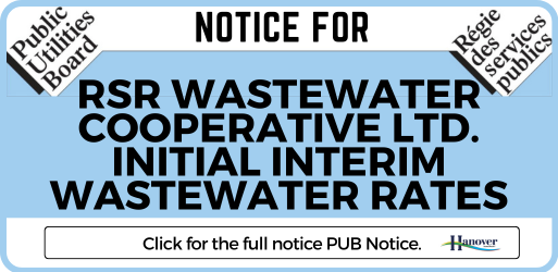 Image of NOTICE OF APPLICATION RSR WASTEWATER COOPERATIVE LTD. INITIAL INTERIM WASTEWATER RATES