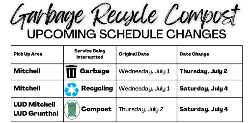 Image of Garbage, Recycle and Compost Schedule Changes